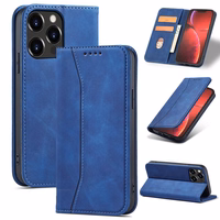 Magnet Fancy Case ümbris iPhone 14 Pro Max'ile, mis katab iPhone 14 Pro Max'i ümbrise koos flip wallet standiga sinine