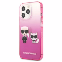 Karl Lagerfeld Gradient Ikonik Karl&Choupette ümbris iPhone 13 Pro / iPhone 13 jaoks - roosa