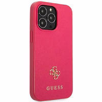 Guess Saffiano 4G Small Metal Logo ümbris jaoks iPhone 13 Pro / 13 - roosa
