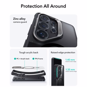 ESR Classic Hybrid Kickstand MagSafe ümbris Samsung Galaxy S26 Ultra jaoks - läbipaistev must