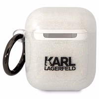 Karl Lagerfeld KLA2HNKCTGT Airpods 1/2 cover läbipaistev Gliter Karl&Choupette