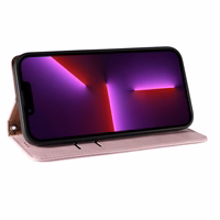 Magnet rihmaga ümbris iPhone 14 Pro Max Flip Wallet Mini Lanyard Stand Pink