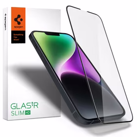 Spigen Glass FC karastatud klaas iPhone 13 / 13 Pro / 14 / 16e jaoks - must