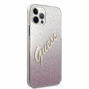 Guess GUHCP12MPCUGLSPI iPhone 12/12 Pro 6.1" roosa/roosa kõvakott Glitter Gradient Script