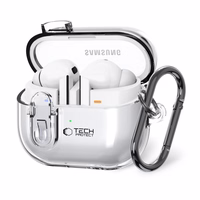 Tech-Protect FlexAir Ümbris with Carabiner jaoks Samsung Galaxy Buds 3 / 3 Pro - läbipaistev