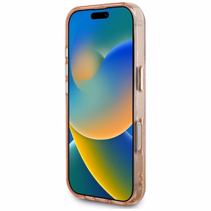 Guess IML Metal Glitter 4G Circle Triangle MagSafe Ümbris jaoks iPhone 16 Pro - Roosa