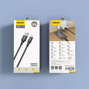 Dudao L3ST USB-A–USB-C kaabel, 5 A, 3,0 m, must