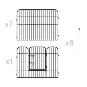 REBEL ANIMALS modulaarne terasest koeraaedik, suurus S, 8 paneeli, 80 × 60 cm