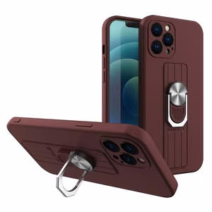 Ring Case silikoonist ümbris koos sõrme käepidemega ja statiiviga Samsung Galaxy A32 5G pruunile mudelile