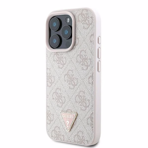 Guess Leather 4G Triangle Strass MagSafe Ümbris jaoks iPhone 16 Pro Max - Roosa