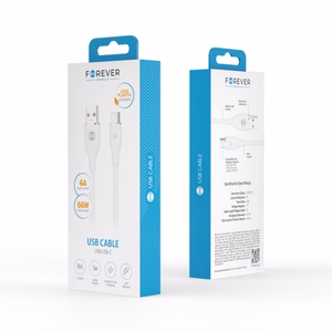 Forever kaabel USB - USB-C 1,0 m 6A valge