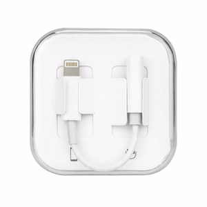 Adapter AUX Lightning (male) to Jack 3,5 mm (female) BOX valge