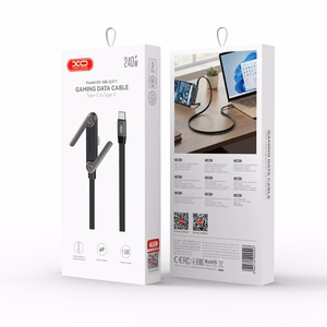 XO NB-Q311 PD USB-C–USB-C kaabel, 1,5m, 240W, must, lame, alusega