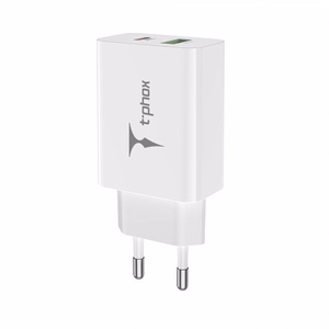 WALL CHARGER T-PHOX SPEEDY USB-C 20W + USB 18W QC 3.0 WHITE