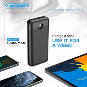 Powerbank Veger L30 (W3008PD) PD QC3.0 3A 20W 30000 mAh black