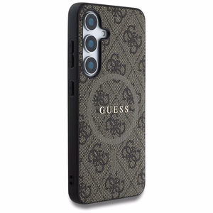 Guess Leather 4G Colored Ring Classic Logo MagSafe Samsung Galaxy S25 ümbris brown