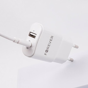 Forever TC-01-20AC PD QC laadija 1x USB-C 1x USB 20W valge