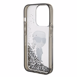Karl Lagerfeld Liquid Glitter Ikonik ümbris jaoks iPhone 15 Pro - läbipaistev