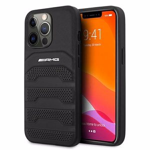 AMG AMHCP13XGSEBK iPhone 13 Pro Max 6,7" tšarna/must kõvakaaneline nahast deebosseeritud jooned