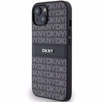 DKNY Leather Mono Stripe & Metal Logo Ümbris jaoks iPhone 15/14/13 - Must