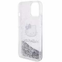 Hello Kitty Liquid Glitter Charms Kitty Head ümbris jaoks iPhone 15 - hõbedane