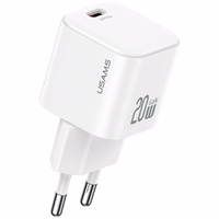 Võrgulaadija USAMS JO Series CC260 20W USB-C + USB-C/USB-C kaabel 1m valge