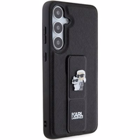 Karl Lagerfeld Gripstand Saffiano Karl&Choupette Pins ümbris jaoks Samsung Galaxy S24 - must