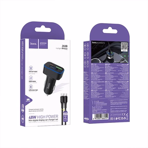 autolaadija Hoco USB A + USB C PD QC3.0 48W + kaabel USB C to C Z63B must