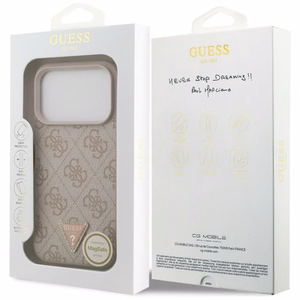 Guess Leather 4G Triangle Strass MagSafe ümbris iPhone 18 Pro / 17 Pro – roosa