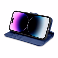 iCarer Rahakott ümbris 2in1 Cover iPhone 14 Pro Max nahast Flip Case Anti-RFID sinine (WMI14220728-BU)