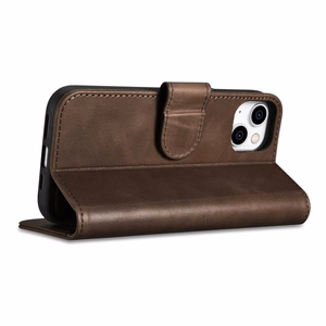 iCarer õlivaha rahakoti ümbris 2in1 Cover iPhone 14 Plus Anti-RFID nahast Flip Case Brown (WMI14220723-BN)