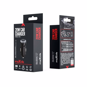Maxlife MXCC-04 PD QC autolaadija 1x USB-C 1x USB 20W must
