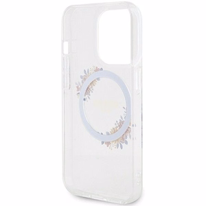 GUESS чехол для IPHONE 15 Pro Max совместимый с MagSafe GUHMP15XHFWFCT (Flowers Wreath) прозрачный
