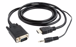 Gembird A-HDMI-VGA-03-10 videokaabli adapter 3 m HDMI + 3.5mm VGA (D-Sub) must