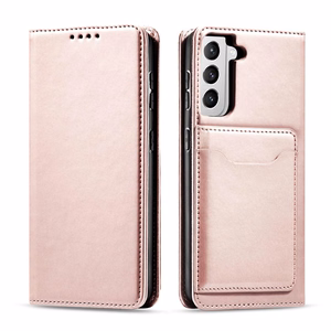 Magnetkaardi ümbris Samsung Galaxy S22 + (S22 Plus) Kott rahakott kaardihoidja roosa