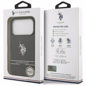 US Polo DH and Bottom Stripe Logo MagSafe Ümbris jaoks iPhone 17 Pro - Must
