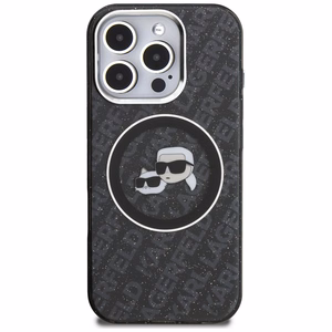 Karl Lagerfeld IML Glitter Karl & Choupette Heads Logo MagSafe чехол iPhone 16 Pro - черный