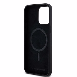 Силиконовый чехол Karl Lagerfeld Choupette Head MagSafe для iPhone 15 Pro Max - чёрный