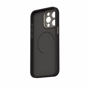 Moshi Napa MagSafe kvaliteetsest vegannahast ümbris seadmele iPhone 15 Pro, Midnight Black värvitoonis