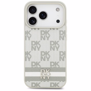 DKNY Checkered with Printed Stripes iPhone 17 Pro Ümbris - Beige