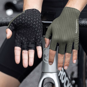 Rockbros Breathable Short Finger Cycling Gloves, Size: XXL - Green