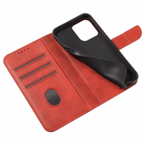 Wallet Ümbris with Stand jaoks iPhone 15 Pro Max Magnet Ümbris - punane