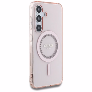 GUESS ümbris jaoks SAMSUNG S25 GUHMS25SPFTDTEP (Magnetic IML Rhinestones) roosa