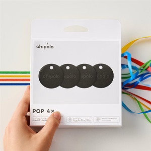Chipolo POP vahetatava patareiga Bluetooth-jälgija iOS-ile ja Androidile, 4 tk, must