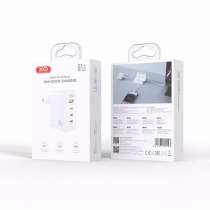 XO CE39 PD 67W seinalaadija, 3x USB-C, 1x USB, valge