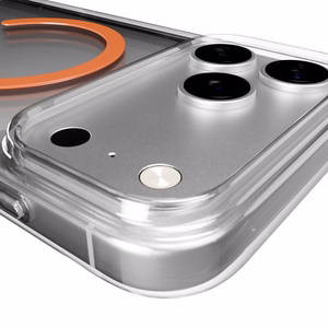 Puro Lite Mag TPU+PC Ümbris Compatible with MagSafe jaoks iPhone 17 Pro Max - Läbipaistev with Oranž Ring