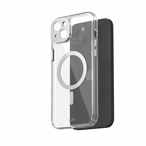 Moshi iGlaze MagSafe ümbris seadmele iPhone 15 Plus, läbipaistev Luna Silver detailidega