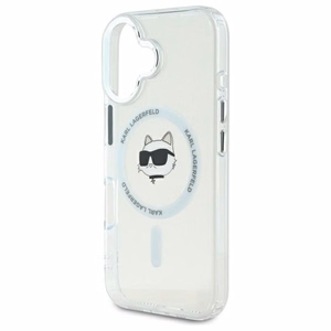Karl Lagerfeld IML Metal Choupette Head MagSafe iPhone 16 Ümbris - valge