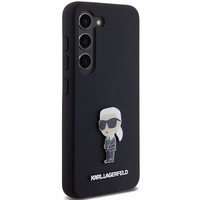 Karl Lagerfeld Silicone Ikonik Metal Pin ümbris jaoks Samsung Galaxy S23 - must