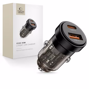 Tech-Protect CC03 45W 2-Port USB-A / USB-C Car Laadija - Must